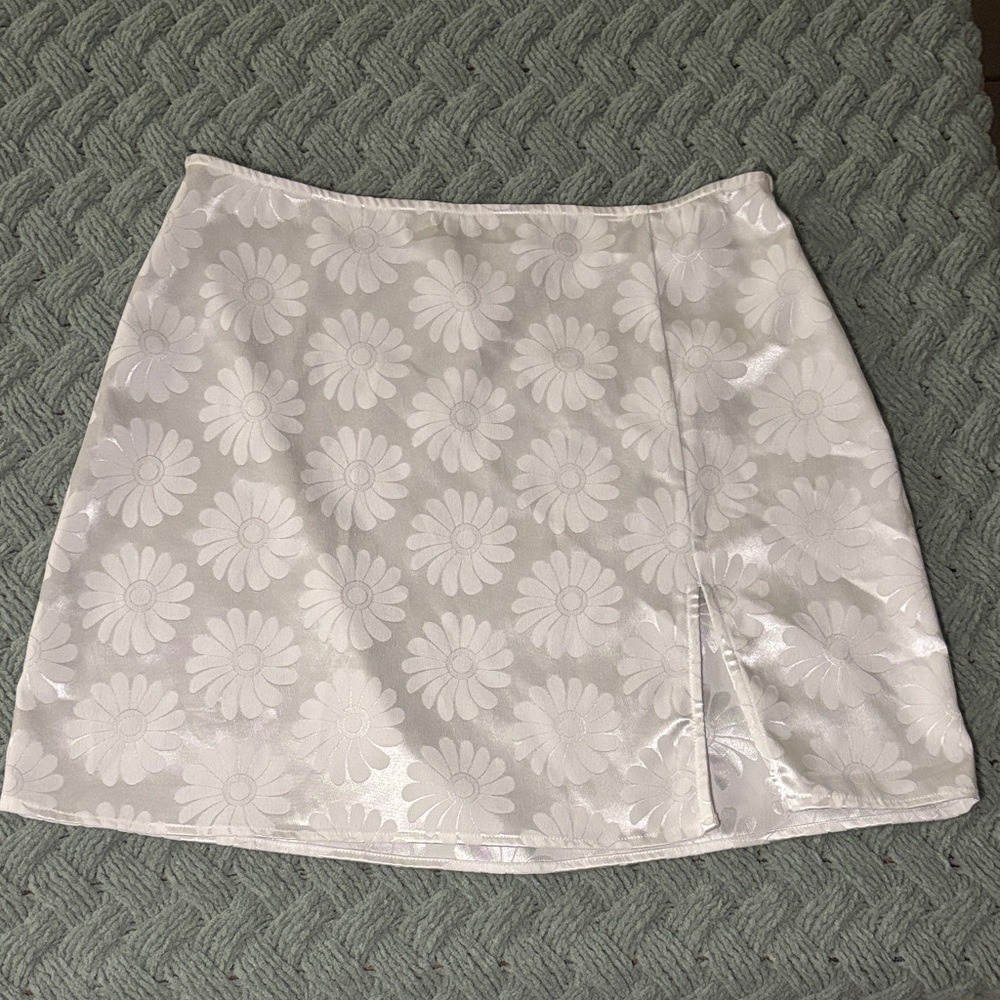 Floral White Mini Skirt